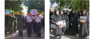 تشییع پیکر پاک سردار سرتیپ شهید حاج یونس نیکویی و شهید مدافع وطن حسن صالحی که در تجاوز وحشیانه رژیم صهیونیستی به شهادت رسیدندبا حضور کارکنان اموزشکده ملی مهارت دختران اقلید